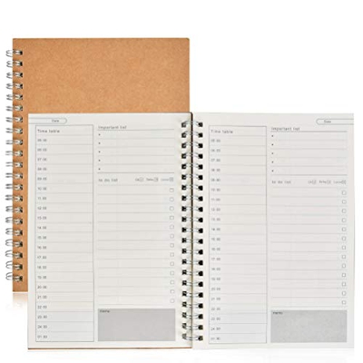 POKIENE Cuaderno de 2 Piezas, Planificador Diario, Planificador de Fecha, Bloc de Notas Espiral, Organizador Tarjeta de Cartón Plan Diario para Organi