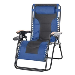 Outsunny Tumbona Plegable y Reclinable de Acero con Portavasos Reposacabezas Extraíble y Reposabrazos para Exterior Jardín 90x75x110 cm Azul en oferta