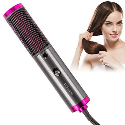 Chignon Plancha de pelo, cepillo de aire caliente, plancha de pelo, plancha de pelo, revestimiento de cerámica multifunción de tres temperaturas, seca