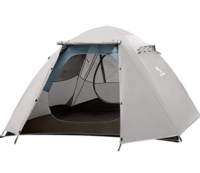 Bessport Tienda de Campaña 4-5 Personas Ligero con Dos Puertas A Prueba de UV/Viento Fuerte/Lluvia para Trekking, Campamento, Playa, etc (Gris)