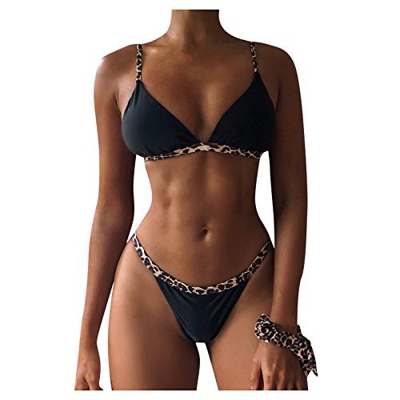Bikinis Mujer 2021 Push up Bikini de Tres Leopardo con Estampado de Cebra y Tira Mujeres Conjunto de Traje de BañO Brasileños Bañador Ropa de Dos Piez
