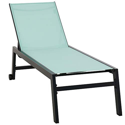 Outsunny Tumbona Multiposiciones de Jardín con Respaldo Reclinable en 5 Posiciones de Aluminio y textilene Carga 160 kg para Patio Terraza 169x65x102 