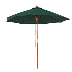 Outsunny Sombrilla Parasol con Poste Desmontable de Madera Ángulo Ajustable Ventilación Sistema de Polea para Exterior Jardín Patio Piscina Terraza Ø2 en oferta