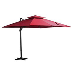 Outsunny Sombrilla de Jardín 300x300 cm Parasol Rectangular con Manivela Poste Giratorio 360° Doble Techo Inclinable en 6 Posiciones Base Cruzada Incl precio