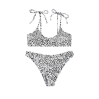 ZAFUL - Conjunto de bikini de dos piezas con sujetador ajustable y correa de espalda, bañador triángulo con estampado de pájaros Color negro. L