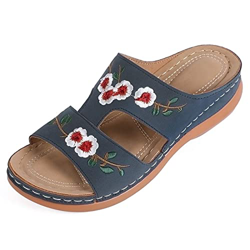 MUYOGRT Sandalias con Plataforma para Mujer Bordadas Mules Cómodos Zapatillas Sandalias de Cuña sin Espalda Verano Antideslizante Ortopédica Vintage S precio