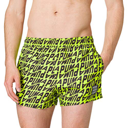PUMA Swim Men's Wave All-Over-Print Short Swimming Shorts Bañador, Amarillo Fluorescente y Gris, M para Hombre precio