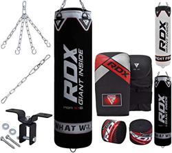 RDX Saco de Boxeo Relleno MMA Muay Thai Kick Boxing Artes Marciales con Soporte Pared Cadena Guantes 8PC 4FT 5FT Punching Bag en oferta