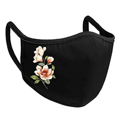N / B Negro Las_Mascarillas Adultos Algodón Estampado Floral Respirable Adecuado l_avables y Reutilizables No Se Empaña Fácilmente, Se Adapta A La Car características