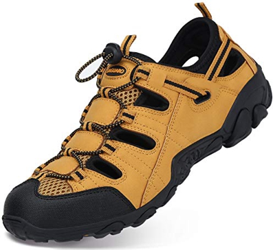 Sandalias Hombre Verano Los Zapatillas de Senderismo Transpirable Low Rise Peso Ligero Camper Cuero Sandalias Deportivas