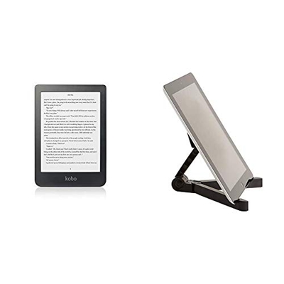 Rakuten Kobo Clara HD lectore de e-Book Pantalla táctil 8 GB WiFi Negro - E-Reader + Amazon Basics - Atril Ajustable para Tablet