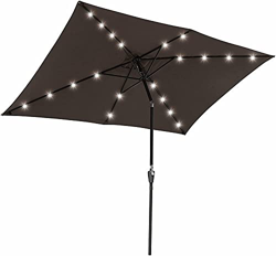 HENG FENG - Parasol de jardín con iluminación LED de 300x200cm con protección UV con manivela y función de inclinación para jardín al Aire Libre Patio características