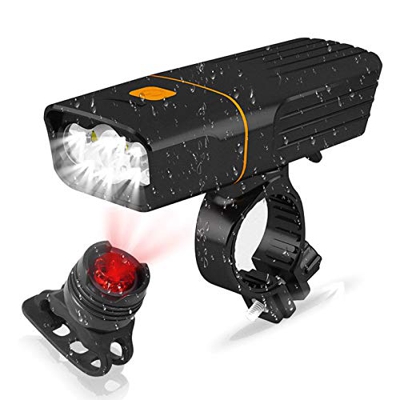 JINPXI Luz Bicicleta Recargable USB,Luces de Bicicletas Impermeable IPX5 con Delantera y Trasera,Linterna Bicicleta, Luz LED Bicicleta 2400mA, Bike Li