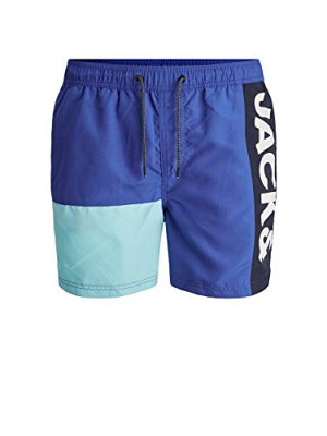 Jack & Jones JJIBALI JJSWIMSHORTS AKM Logo Colorblock Pantalones Cortos, Surf The Web, L para Hombre