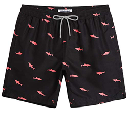 MaaMgic Bañador Hombre Shorts de Baño para Hombre Shorts de Playa Traje de Baño para Natación Secado Rápido para Vacaciones Ancla,Negro Tiburón Rojo,L características