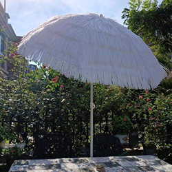 WJWJ Sombrillas De Paja 2x2m,Sombrilla Playa Puede Inclinarse, Altura Ajustable,Sombrilla Terraza Blanca Anti-UV,Estilo Hawaiano,Blanco características