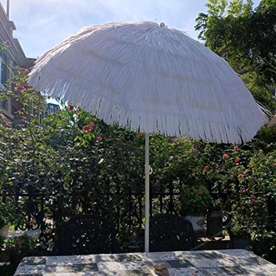 WJWJ Sombrillas De Paja 2x2m,Sombrilla Playa Puede Inclinarse, Altura Ajustable,Sombrilla Terraza Blanca Anti-UV,Estilo Hawaiano,Blanco