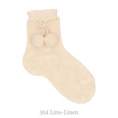 Calcetín Corto Perlé Con Borlas Condor. 304-lino 3