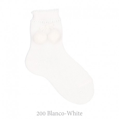 Calcetín Corto Perlé Con Borlas Condor. 200-blanco 3