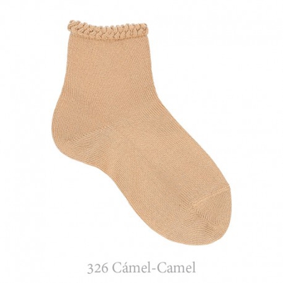 Calcetín Corto Con Puño Labrado Primavera Condor. 326-camel 00
