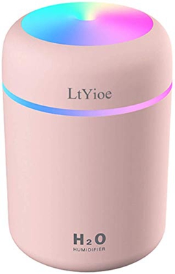 LtYioe Humidificador, Mini Humidificador con Alimentación USB, Función de luz Nocturna y apagado automático, 2 modos y humidificador ultrasónico silen