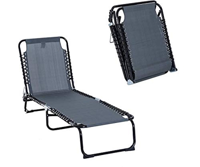GreaTool Tumbona Plegable Reclinable con Ángulo Ajustable de 3 Posiciones para Jardín Exterior Piscina Terraza Camping Carga 190x59x34 cm (190x59x34CM