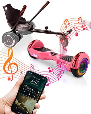 ACBK Bluetooth UL2272 Hoverboard + Silla Kart, Juventud Unisex, Rosa, Rueda LED 6.5"