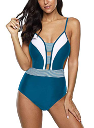 DELEY Trajes de Baño de Una Pieza para Mujer Bikini Acolchado Trajes de Baño Control de Barriga Cuello V Profundo Monokini en oferta