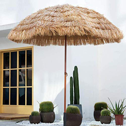 Sombrilla Exterior Sombrilla Jardín De 1.6m Sombrilla De Paja Protección UV Sombrilla Playa, para Terraza Balcón Color Natural Sin La Base en oferta