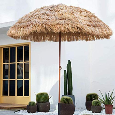 Sombrilla Exterior Sombrilla Jardín De 1.6m Sombrilla De Paja Protección UV Sombrilla Playa, para Terraza Balcón Color Natural Sin La Base