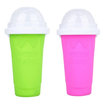 2 piezas Magic Quick Frozen Smoothies Cup de doble capa para jugo de jugo de silicona exprimir taza de enfriar taza casera batido de leche helado para