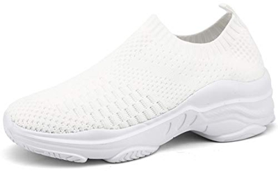 ZUSERIS Zapatillas Deportivas Caminar para Mujer Slip on Calzado de Deporte Zapatos de Correr Running Sneakers Ligeras Zapato Blanco 38