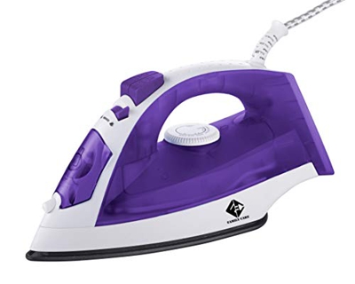 Family Care Plancha de Vapor, Suela Cerámica Antiadherente, 2000W, 140 ml, autolimpieza, Color Blanco y Morado