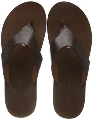 Tommy Hilfiger Hilfiger Leather Sandal, Chanclas Hombre, Marrón (Coffee Bean 212), 45 EU