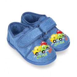 Zapatilla Casa Niños Coches Con Cierre Adherente En Algodón Toalla. 18 Azulón en oferta