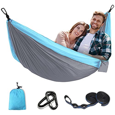 Soontrans Hamaca Colgante Ultraligera para Viaje Excursionismo y Camping, Hamaca Jardin Exterior, Nylon de Paracaídas de Secado Rápido, 300kg de Capac