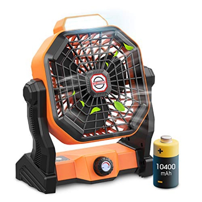 Ventilador Portátil Ultra Silencioso,10400mAh USB Ventilador Pequeño con Iluminación LED,Rotación de Gran Angular 270,con Gancho,Adecuado para Oficina