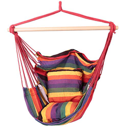 YOPOTIKA Hamaca colgante de lona con cojín para exteriores, camping, jardín en oferta