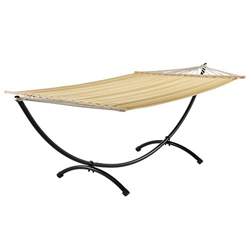 casa.pro] Hamaca XXL con Soporte (Beige) (150 x 300 cm) Conjunto Completo Superficie para tumbarse en oferta