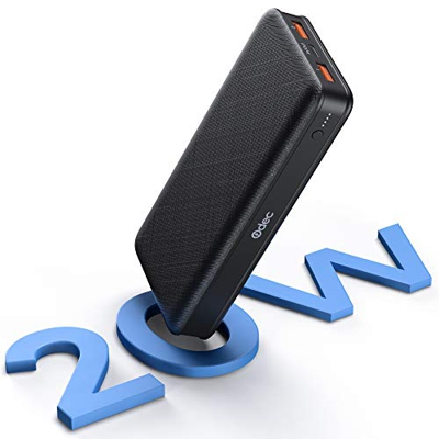 Odec Batería Externa 20000mAh, 20W USB C Power Bank con 3 Salida y 2 Entrada QC 3.0 Cargador portátil de 18W Carga rápida con cables de 1.2m, para iPh