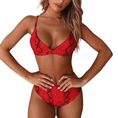 TSWRK - Traje de baño Sexy para Mujer, Dos Piezas, Tankini para Playa, Push up, Verano, Swimwsuit, Deportivo, Bathing, Sujetador Rojo M