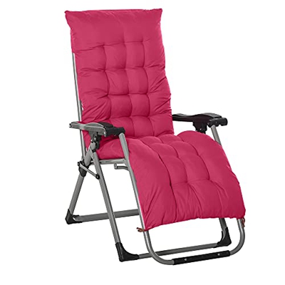 Outsunny Tumbona Plegable Silla Reclinable con Cojín Extraíble Acolchado de Textilene para Patio Playa Jardín Carga 150 kg 90x65x110 cm Rojo