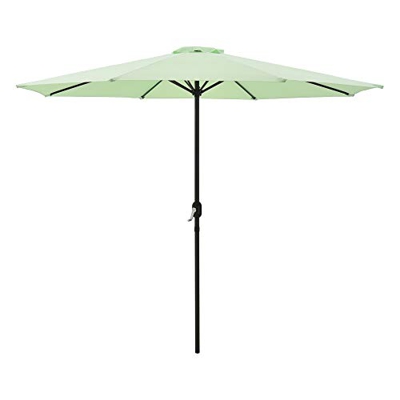Sombrilla Sonn 300 x 230 cm con Manivela para Jardín Patio Terraza Balcón Repelente al Agua Parasol Vara de Acero Verde Pastel