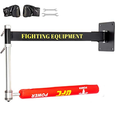 VEVOR Barra Giratoria de Saco Boxeo en Pared de Color Rojo, Barra Giratoria de Boxeo en Casa en Pared de Acero de Primera Calidad, Cuero PU y Espuma P