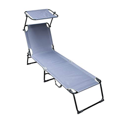 vingo Tumbona,Tumbona Reclinable,con Parasol, Plegable, Ligera, 189x55x27cm, Carga 110 kg, para Jardín, Carga 110 kg,Gris características