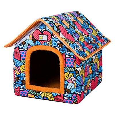 Teeyyui Casa cálida para mascotas, casa para mascotas interior y exterior, invierno, gruesa, resistente al viento, extraíble, lavable, plegable, para 