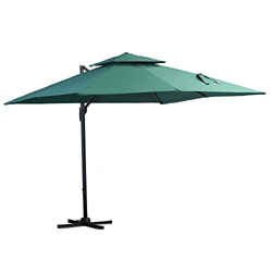 Outsunny Sombrilla de Jardín 300x300 cm Parasol Rectangular con Manivela Poste Giratorio 360° Doble Techo Inclinable en 6 Posiciones Base Cruzada Incl características