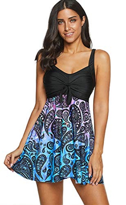 Ropa Traje De Baño Dos Piezas Sin Mangas Degradado de Color Azteca Paisley Flor Flores Acolchado Vestido de baño Tankini Top con Braguita de Bikini Sw