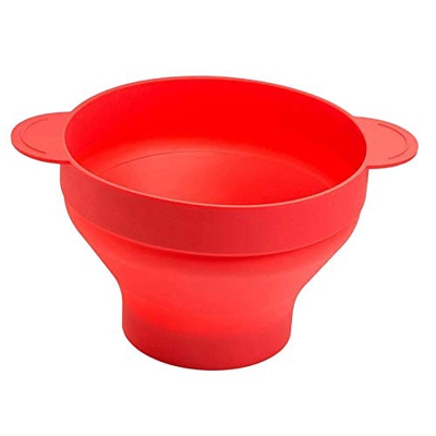 Fenteer Tazón de Palomitas de maíz Plegable Reutilizable de Silicona Fabricante de Palomitas de maíz Plegable de microondas Cubo con Tapa - Red