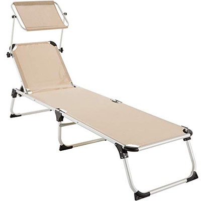 TecTake 800812 Tumbona, Tumbona Plegable para la Piscina con Parasol Ajustable, Asiento portátil para Playa con Respaldo reclinable, Tumbón Exterior p